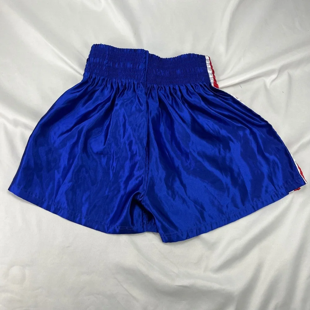 MRX Boxing Muay Thai Kickboxing MMA Blue Red Satin Shorts